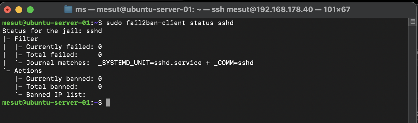 Fail2ban sshd Status