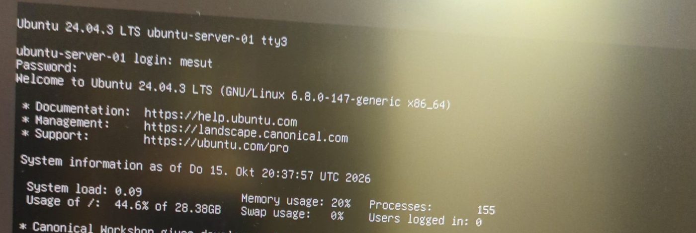 Anmeldung an der wiederhergestellten VM